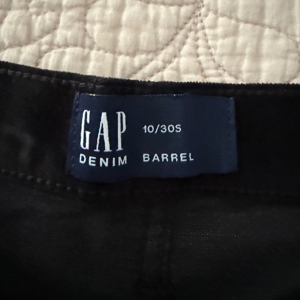Gap High Rise Barrel Velvet Pants Womens 10 Short Black Tapered Wide Leg Holiday - Picture 5 of 9